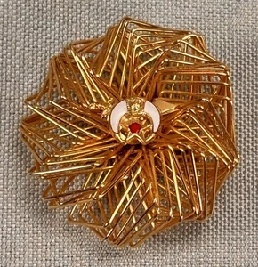 VTG Shriner Masonic Gold Tone Enamel Crescent Moon Star Scimitar Sphinx Brooch - Picture 1 of 7