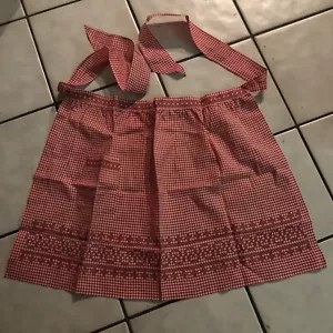 Vintage Style Halbschürze Gingham rot weiß Tasche Retro Handarbeit bezaubernd - Bild 1 von 4