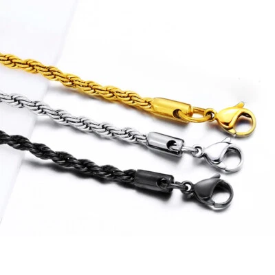 Halskette Kordelkette Edelstahl 2-8 mm, 40-85 cm Geflochtene Kette Damen Herren - Bild 1 von 2