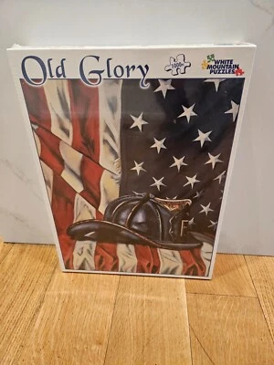 White Mountain Old Glory 1000 Piece Sealed 2002 Jigsaw Puzzle 9/11 Fire Fighter - Image 1 of 4