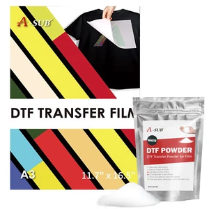 Bundle Kit A-SUB DTF Powder White 2.2lb + 120 Pk DTF Film Sublimation Paper A3 - Picture 1 of 13
