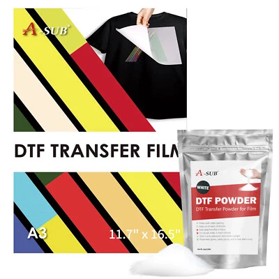 Bundle Kit A-SUB DTF Powder White 2.2lb + 120 Pk DTF Film Sublimation Paper A3