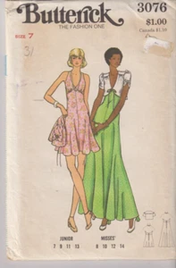 3076 BUTTERICK c.1973 - Short JACKET & Halter DRESS - Jr Sz 7 B 31" - Picture 1 of 2