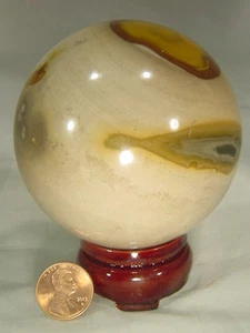 BUTW Polychrome Jasper 75mm Diameter Sphere Lapidary Carving with Stand 6944E ab - Picture 1 of 2