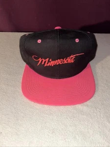 Vintage 1990’s Pink / Black Minnesota Hat Baseball Cap SnapBack - Picture 1 of 4