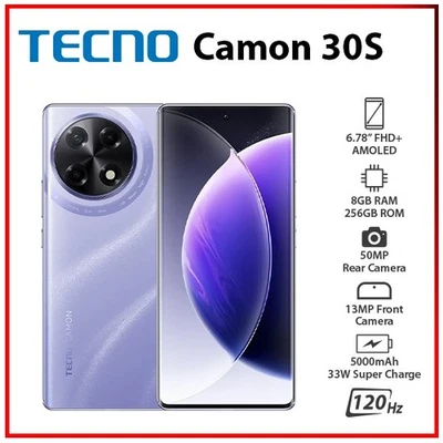 (New) TECNO Camon 30S 8GB+256GB VIOLET Dual SIM Unlocked Android Mobile Phone - Bild 1 von 4