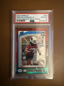 2024 Donruss Marvin Harrison Jr. #393 Optic Preview-Red & Green Prizm PSA 10 - Picture 1 of 2