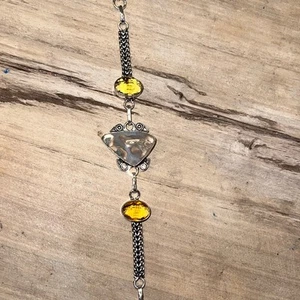 Laguna Lace Agate, Citrine Gemstone Handmade Gift Jewelry Bracelet 7-8" Silver P - Picture 1 of 6