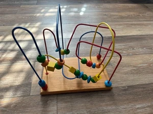 Vintage Holzperlen Labyrinth Spielzeug - Mehrfarbiger Draht Aktivität Würfel Stil - Bild 1 von 4