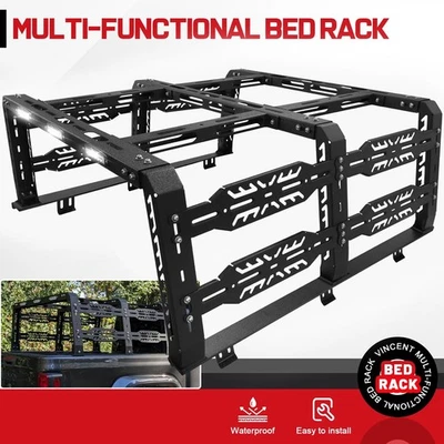 FIT 2020-2025 Jeep Gladiator JT Truck Bed Rack 22" 1/2 High Cargo Rack BLK Steel Foto 1 de 4