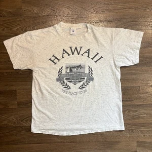 Camiseta Hawai Años 90/Vintage Puntada Única Gris Gráfico Talla Grande Hecha en EE. UU. - Imagen 1 de 8