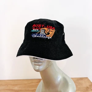 Aust V USA B.A.D Boats Rule! Challenge Bucket Hat Size M/L Black Embroidered - Picture 1 of 24