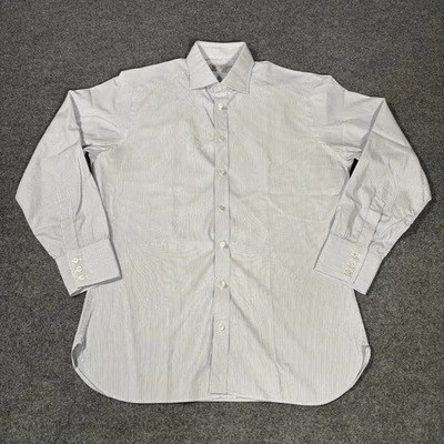 Turnbull & Asser Shirt Mens Large Striped White Blue Long Sleeve Made In England - Image 1 of 4