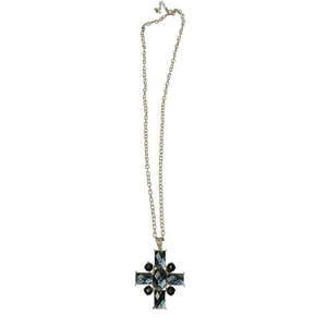 Collar gótico con cruz de cristal negro - Imagen 1 de 4