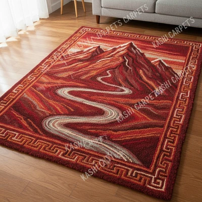 [9x12] Red Hand-Tufted Grand Walnut Rug Hand Made Carpets For Bedroom Aesthetic - Image 1 of 4