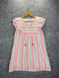 Vineyard Vines Dress Womens Medium Multicolor Striped Ruffle Sleeve Tassel Lined - Picture 1 of 11