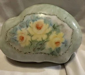 Vintage handbemalte Porzellan China Blumen Schmuckschatulle signiert Helen Peters 1989 - Bild 1 von 13