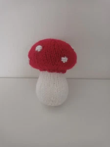 Hand knitted toadstool rattle - Picture 1 of 3