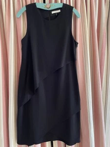 Halston Heritage Size 10 Black Sleeveless Draped Asymmetrical Dress - Picture 1 of 4