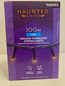 Haunted Living 100 Orange Twinkling Micro LED Lights Black Wire Indoor/Outdoor - Picture 1 of 8