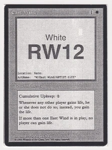East Wind LP Mirage Playtest Card RW12 1995 WOTC MTG Magic Vintage White Rare! - Picture 1 of 2
