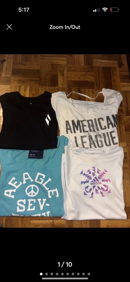 Paquete de camisetas Skechers, ROSA, Adidas y American Eagle, para mujer talla XS Foto 1 de 4