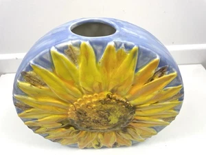 Sunflower Vase Vintage Ceramic Unique Round Shape Glazed Artisan Pottery Art BB - Picture 1 of 19