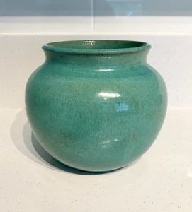 Vaso Harold Westley Hunsicker vintage anni 40 elencato smalto verde/turchese firmato* - Foto 1 di 6