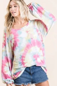 BiBi Frottee-Top mit Batikmuster und Puffärmeln - Bild 1 von 7