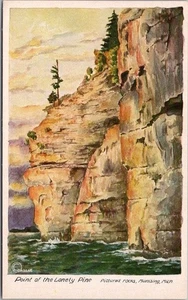 MUNISING Mich. Postcard Pictured Rocks "Point of the Lonely Pine" Artist DALLAS - Picture 1 of 2
