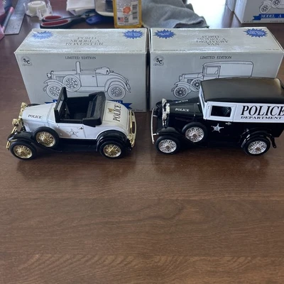 Ertl Die Cast Metal Model A Police Delivery Van & Police RoadsterBank. - Image 1 of 4