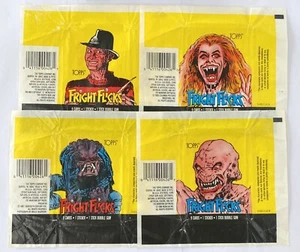 Set of 4 x Fright Flicks Trading Card Wax Wrappers Topps 1984 Predator Kruger - Picture 1 of 1