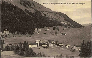 Morgins les Bains Schweiz Wallis AK 1910 Pass Pas Landschaft Berge Häuser Wald - Bild 1 von 2
