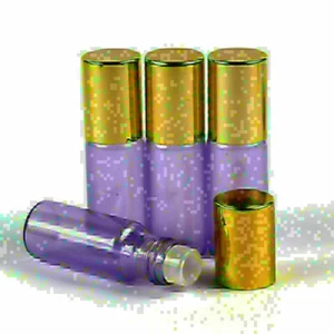 30pcs 5ml Prple Glass Roll On Bottles Glass Roller Ball Essential Oils Gold Cap - Picture 1 of 1