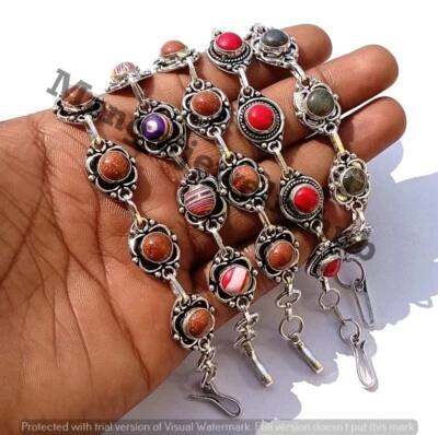 Купить солнечный камень и смесь драгоценных камней 100 шт. браслеты лот 925 серебро покрытием оптом ювелирных изделий - Изображение 1 из 4