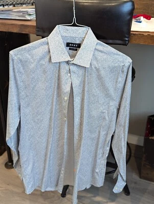 Camisa de vestir DKNY para hombre elástica con botones, blanca, cuello de 15,5" manga 32"-30" Foto 1 de 4