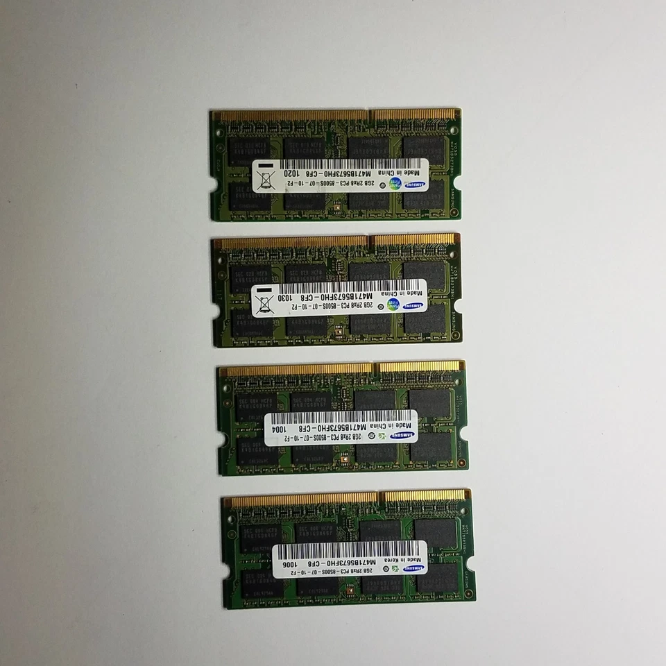 8GB(4X2G)Samsung PC3-8500 2GB SO-DIMM 1066 MHz PC3-8500 DDR3  (M471B5673FH0-CF8) - Image 1 of 1