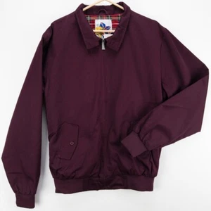 Harrington Bomber Jacket Men's XXL Maroon Flannel Lined Polyester Full Zip - Picture 1 of 15