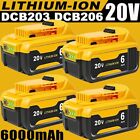 4-Pack 6.0Ah Battery Replacement For Dewalt 20V Max Lithium Ion 20 Volt Dcb206
