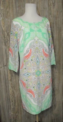Banana Republic Dress Size 8 Boho Paisley Shift Sheath Green Lined - Image 1 of 4