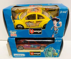 2 BURAGO DISNEY COLLECTION CARS 1:43 TOY STORY WOODY + MONSTERS, INC. SULLEY - Picture 1 of 11