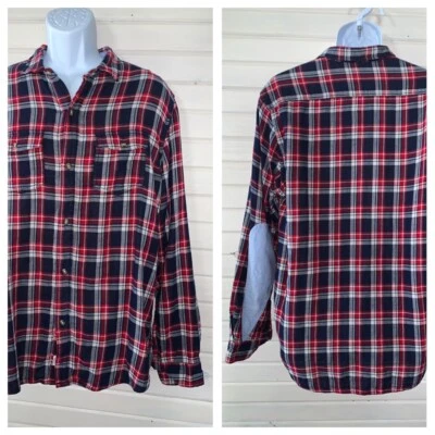 Hawkings McGill Sz LARGE Red Blue Plaid Button Up Shirt Layered Lined EUC - Image 1 of 4