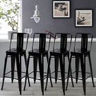 Retro Black/Wood Industrial Bar Table Pub Bistro Stool Chairs Kitchen Seat Metal