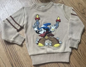 Vintage Mickey Mouse two guns gunslinger sweater Kids Disney Korea RARE Sears - Picture 1 of 9