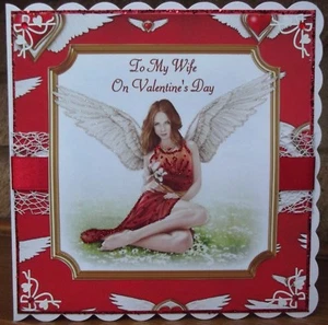 handmade personalised pagan valentine's day wife card a fantasy angel in red. - Picture 1 of 3