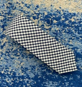 J.CREW schmale schmale schmale Baumwollkrawatte blau weiß schräg kariert - Bild 1 von 5