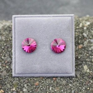 8 mm Rivoli Ohrstecker Ohrringe mit Swarovski Kristallen in der Farbe Fuchsia - Bild 1 von 7