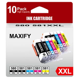 10 Patronen XXL für Canon Pixma TS705 TS6350 TR8550 TS9550 580 581 multipack - Bild 1 von 1