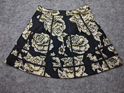 GB Gianna Bini Skirt Womens Medium Black Gold Paneled A-Line Mini - Image 1 of 4