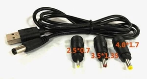 USB A charging to DC 5.5*2.5mm 2.5mm*0.7mm 3.5*1.35mm 4*1.7mm male 3 in 1 cable - Picture 1 of 2